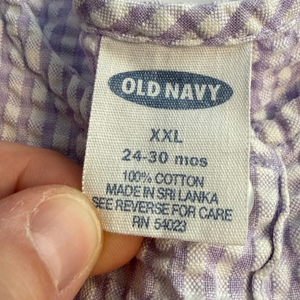 Vintage Y2K Old Navy Purple Gingham Button Seersucker Dress 24 m 2XL cottagecore